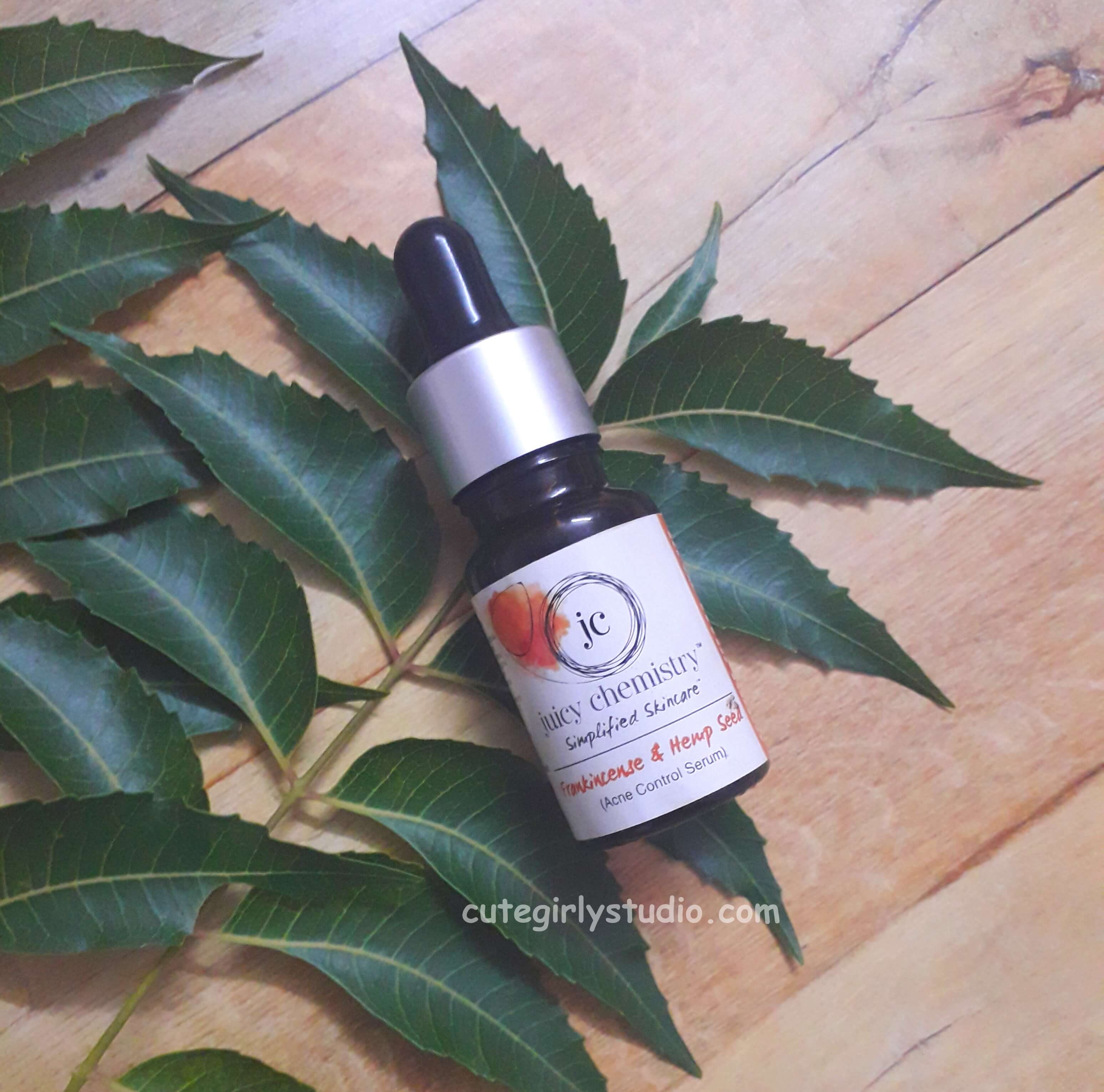 Juicy chemistry frankincense snd hemp seed acne control serum review