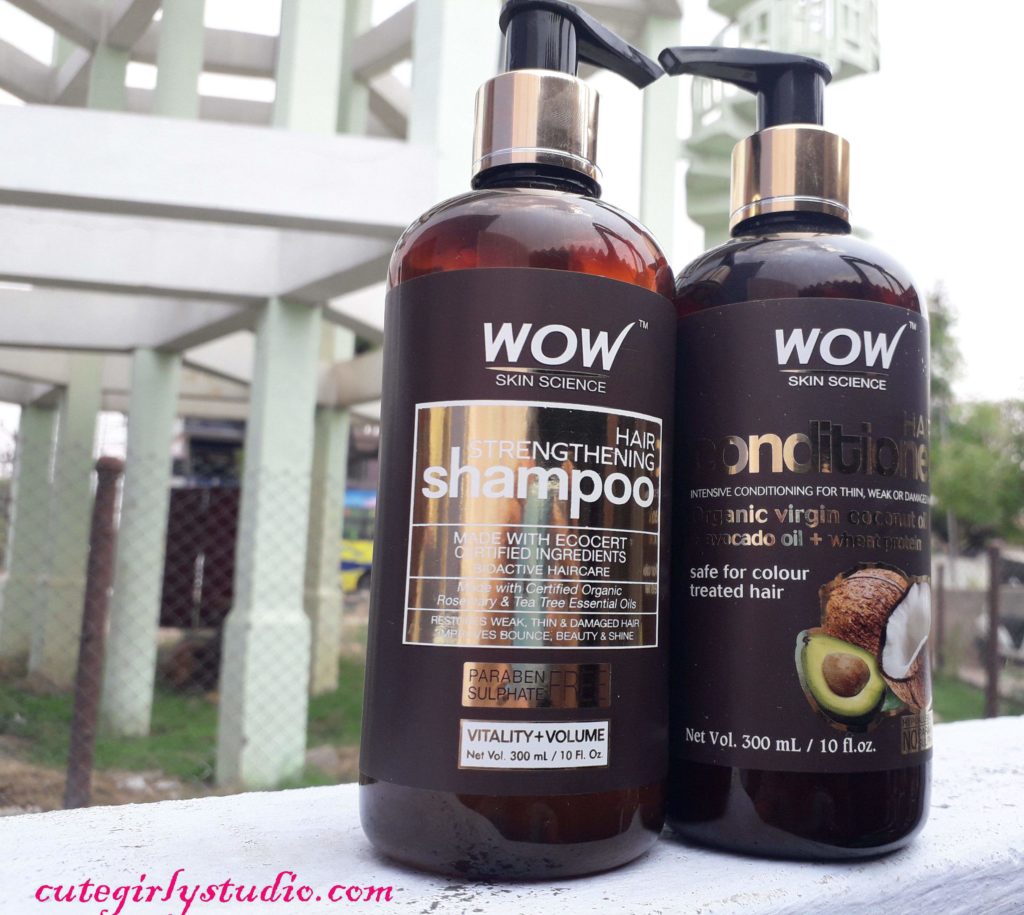WOW skin science hair strengthening shampoo and WOW hair conditioner review
