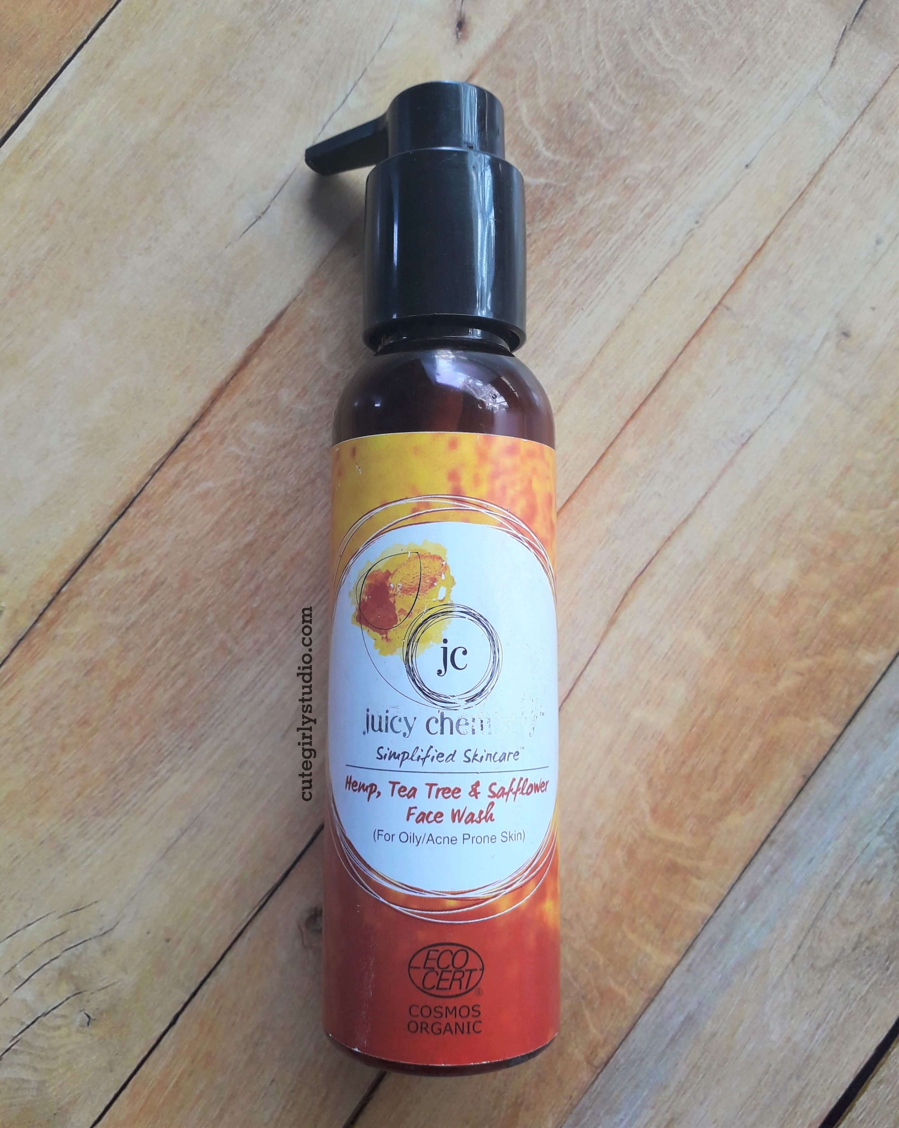 Juicy chemistry hemp, tea tree and safflower face wash ingredients review