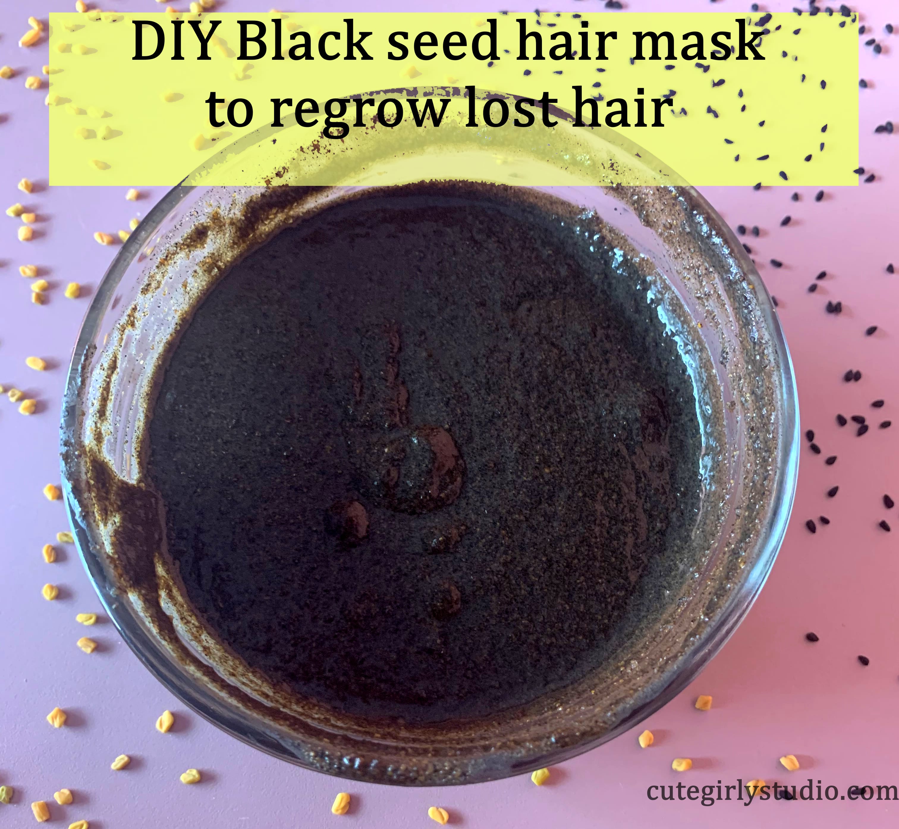 DIY black seed hair mask to regrow lost hair - featured